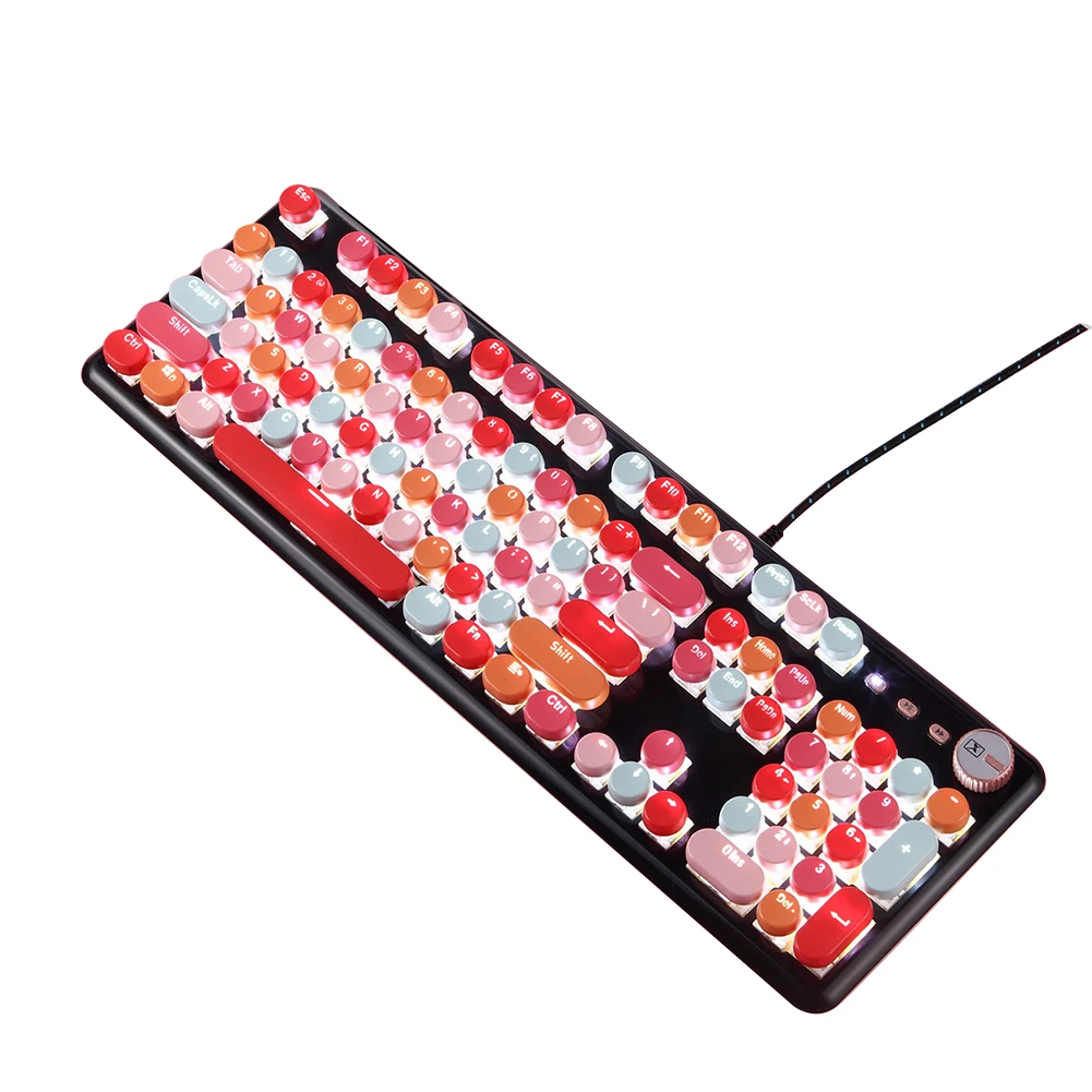 

104 Keys Ergonomic Home Office Universal Accessory Professional USB Wired Gaming Retro Punk Mechanical Keyboard Silent Lipstick
