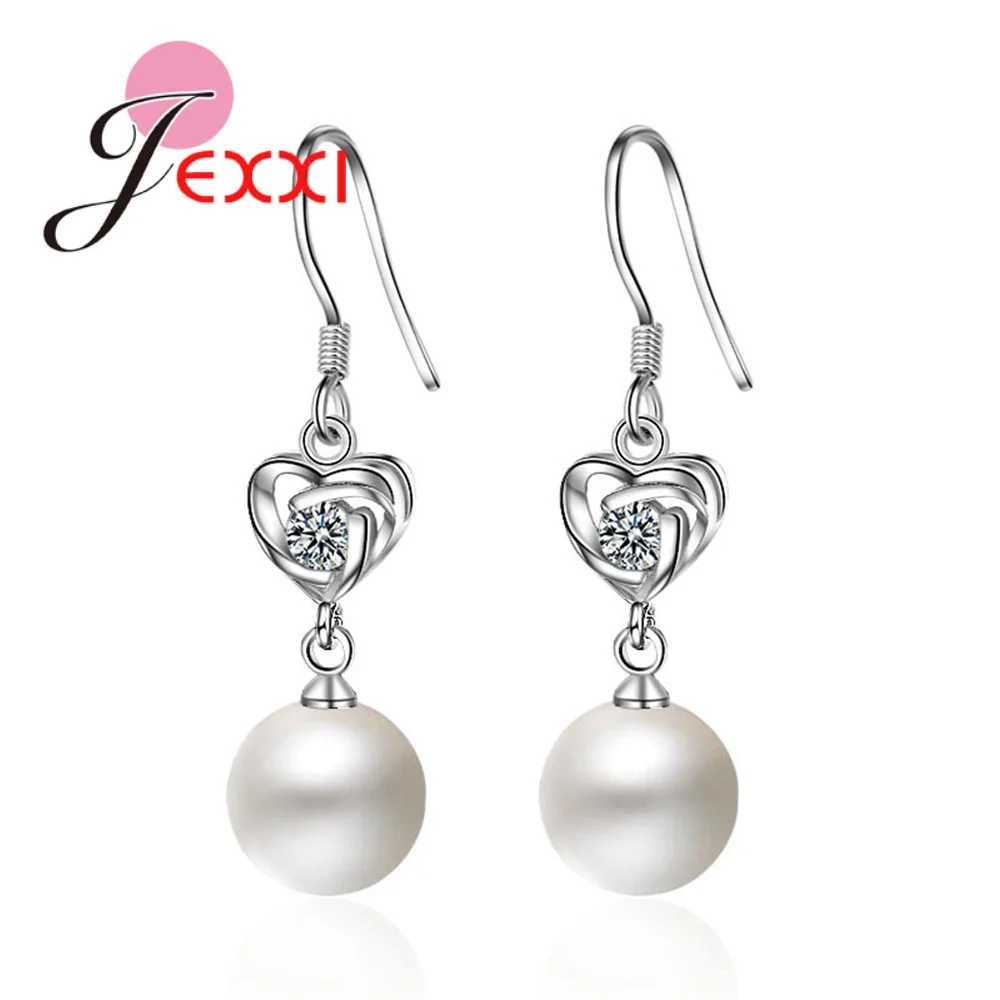 

Romantic Design 925 Sterling Silver Natural Freshwater Pearl Drop Earrings for Women Hook Dangle Earrings For Wife/Daughter/Mom