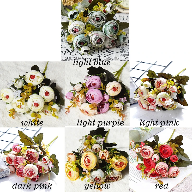 Искусственный маленький букет в стиле ретро из искусственной чайной розы 1 шт.