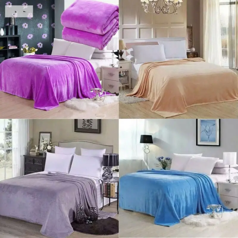 New Fashion Small Super Warm Solid Micro Plush Fleece Blanket Throw Rug Sofa Bedding | Дом и сад
