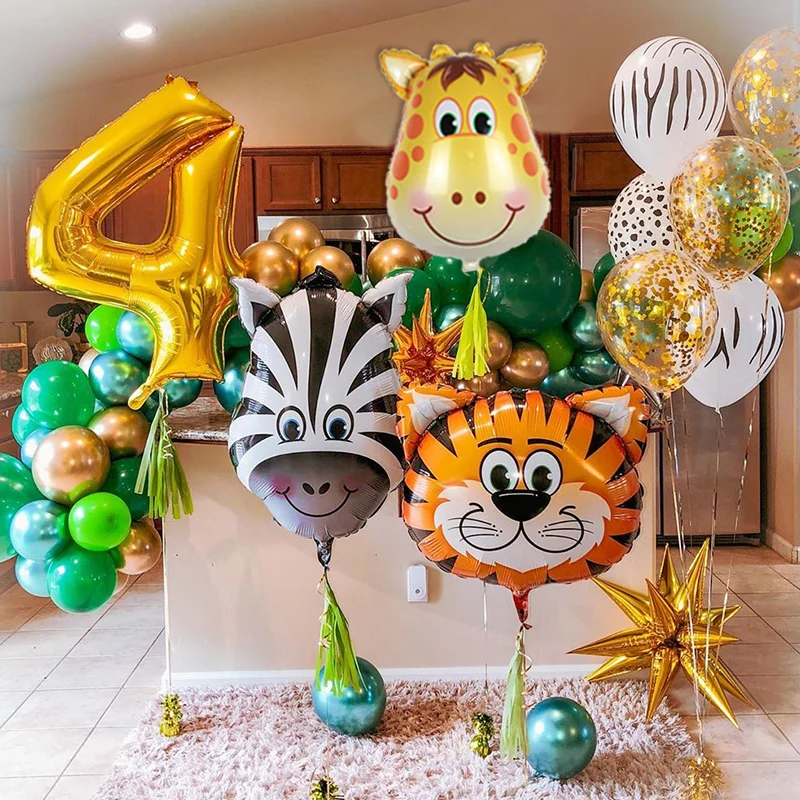 

Safari Jungle Party Decoration Foil Helium Animal Balloons Number Ballon Happy Birthday Party Decorations Kids Toy Baby Shower