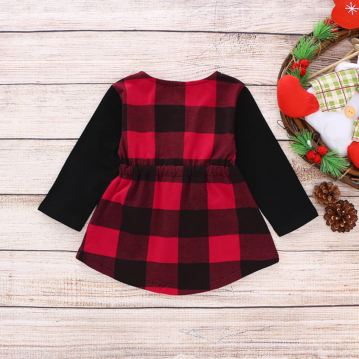 

Pudcoco 2020 Autumn 6M-4Y Toddler Baby Girls Red Plaid Black Long Sleeve Dress Bow Buttons Casual Infant Kids Children Outfits