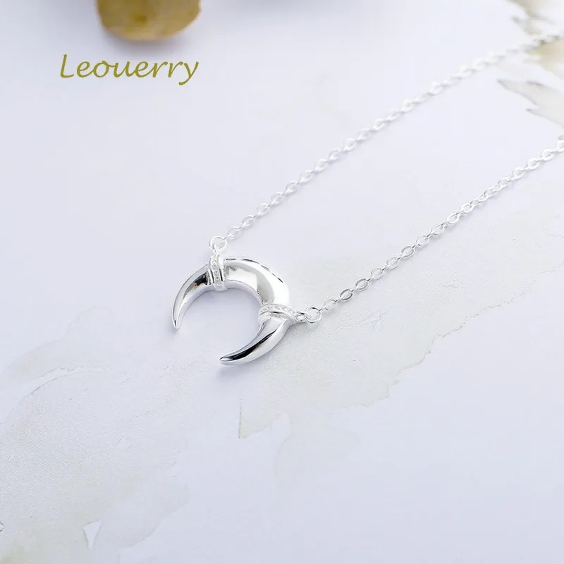 Женское ожерелье с подвеской в виде полумесяца Leouerry серебро 925 пробы короткое на