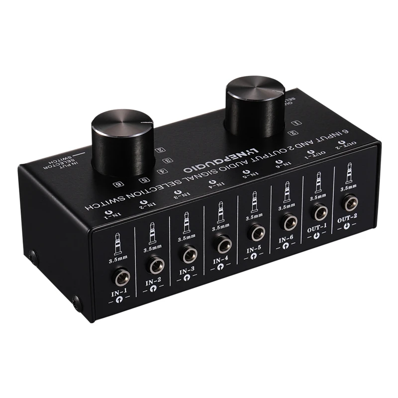 Горячая 3C-Switcher 6 в 2 или наушников Переключатель динамиков из стерео звук источник