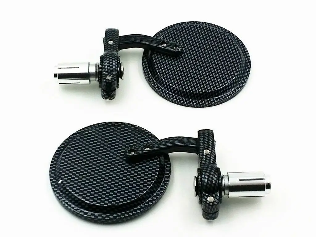 

Carbon 7/8" Convex HANDLE BAR END MIRROR For HONDA YAMAHA SUZUKI KAWASAKI BMW