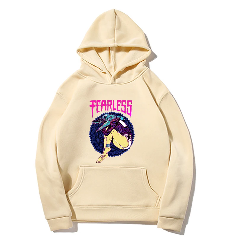 

Men Hoodie Fearless Crocodile Girl Graphic print Harajuku Sweatshirt Casual Unisex hoodies