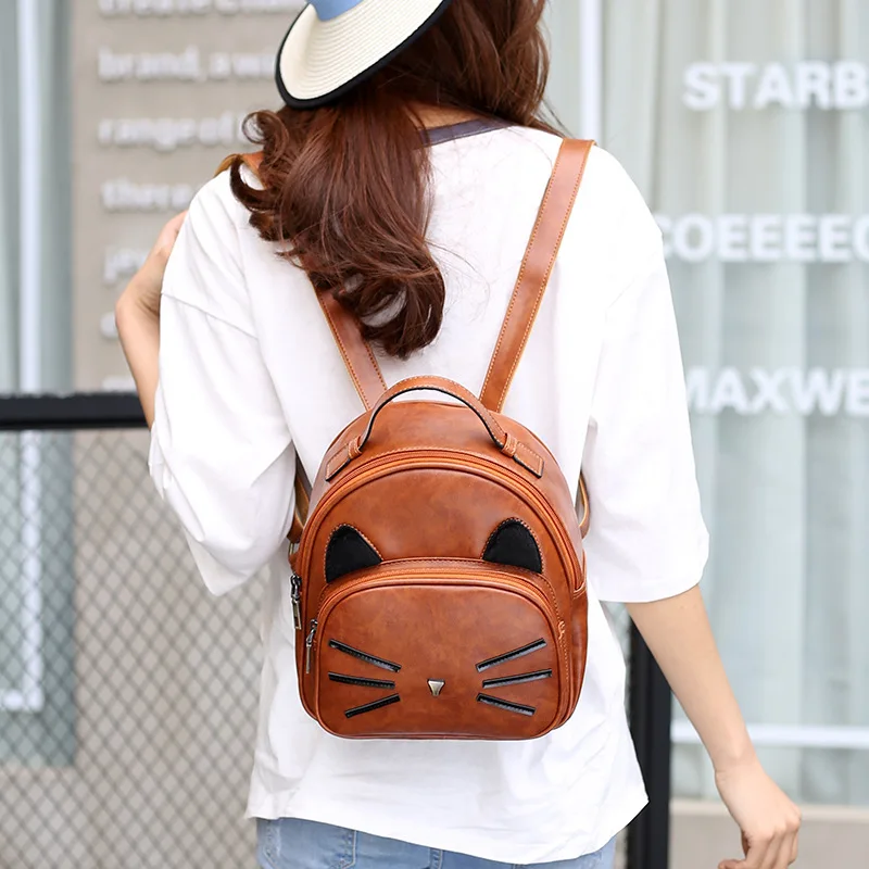 

ZMQN Backpacks Women 2020 Small Backpack School Bags for Teenage Girl Cute Cat Vintage Leather Back Pack Mochila Feminina C139