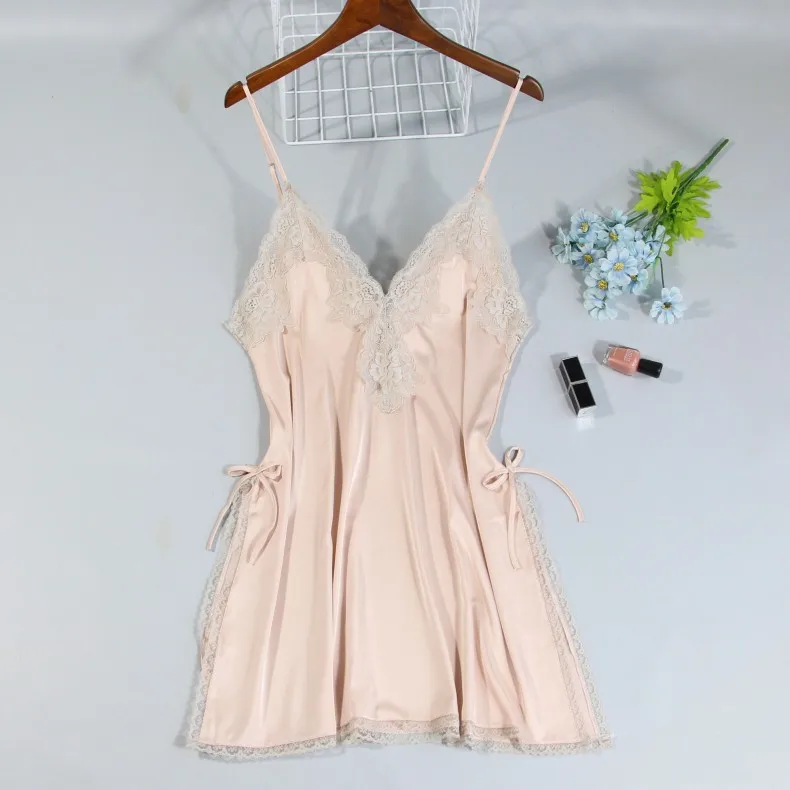 2019 женские ночные рубашки без рукавов шелковые ночная рубашка атласная