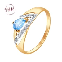 skm flower rings for women topaz rings 14k 18k rose gold engagement rings designer anniversary luxury fine jewelry