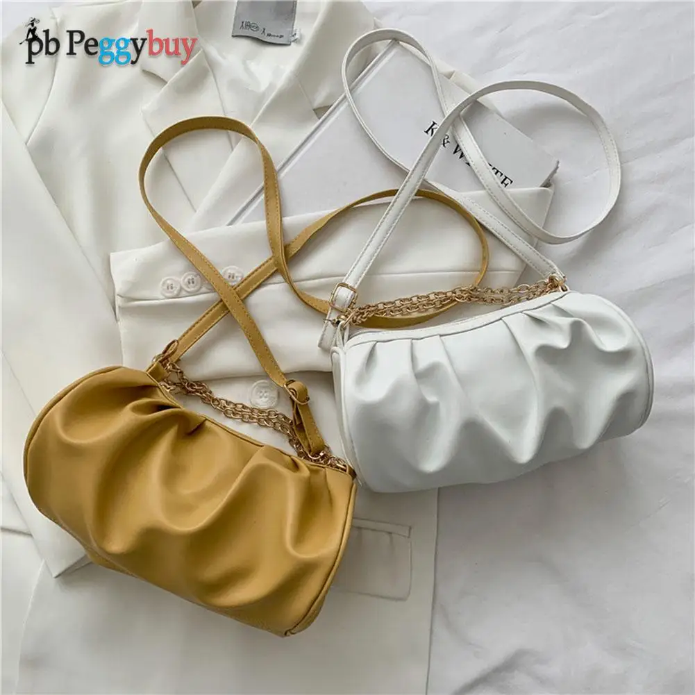 

2021 Casual Retro Women Handbags Shoulder Messenger Pure Color PU Ladies Chain Soft Leather Women Designer Handbag