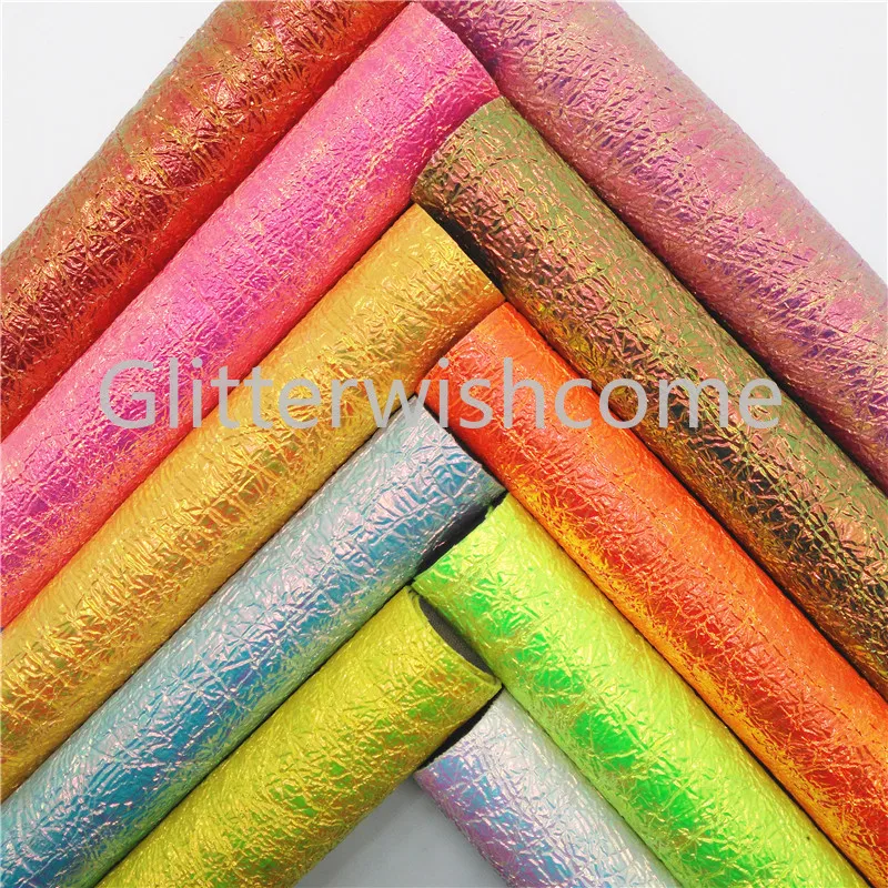 Glitterwishcome 21X29 см A4 размер винил для бантов Неон морщин Синтетическая кожа ткань