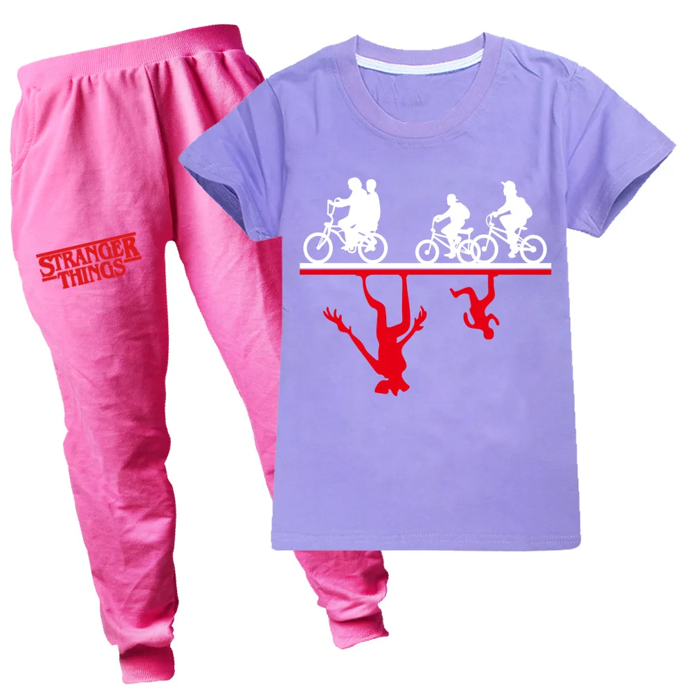 Комплект одежды для мальчиков и девочек из футболки с короткими рукавами брюк |