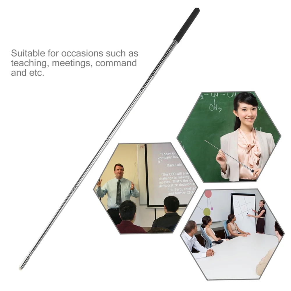 

2pcs Hand Pointer Extendable Telescopic Retractable Pointer Handheld Presenter Classroom Whiteboard Pointer (Black)