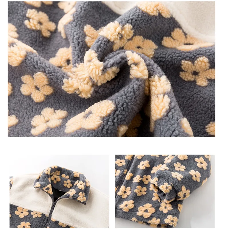 Куртка TEDSN в стиле оверсайз с маргаритками шерпа винтажная куртка на молнии