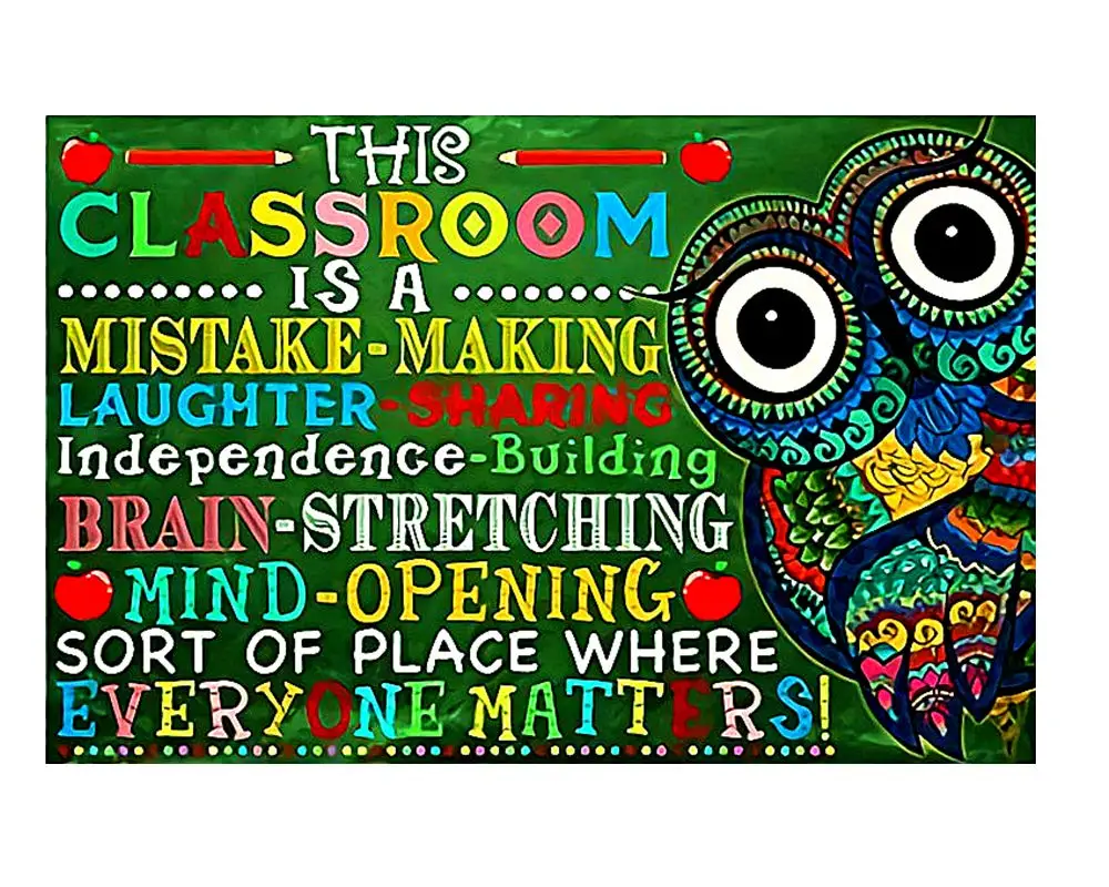 

Vintage Tin Poster Collection Tin Signs-owl Teacher in This Classroom Metal Tin Sign 8x12 Inch Retro Art Home Bar Restaurant