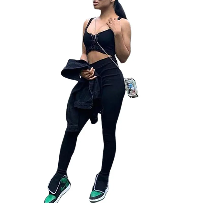 

Женские трикотажные брюки, обтягивающие брюки, повседневная одежда с высокой талией, спортивные штаны для йоги с разрезом по бокам