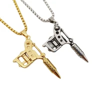 black knight vintage mens cool tattoo machine pendant necklace 316 stainless steel hip hop punk personal necklace jewelry