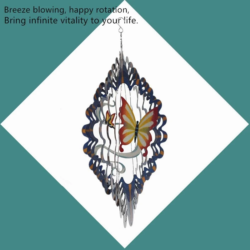 

Wind Spinner Stainless Steel 3D Hanging Garden Decoration for Indoor Outdoor Blue Butterfly Metal Wind Spinners-12Inch