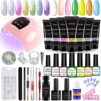 aopmall%c2%ae summer series 7 color poly nail art gel with 7 color nail gel polish manicure nail extension set