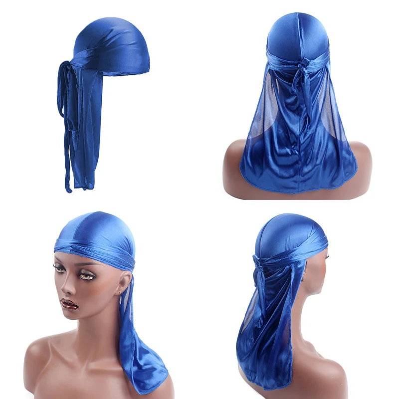 Шелк дюраг Атлас мужской Durags парик бандана пиратская шляпа бандо Cheveux Женская повязка на голову эластичная повязка Haarbanden Voor Vrouwen