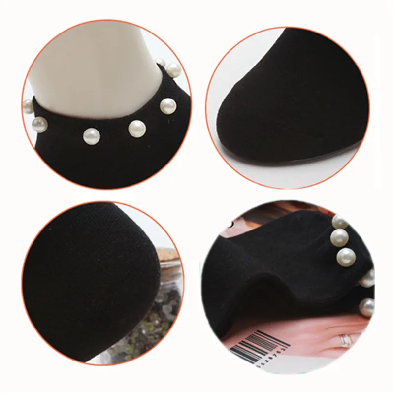 1 пара летних удобных женских Хлопковых Носков ярких цветов с имитацией жемчуга