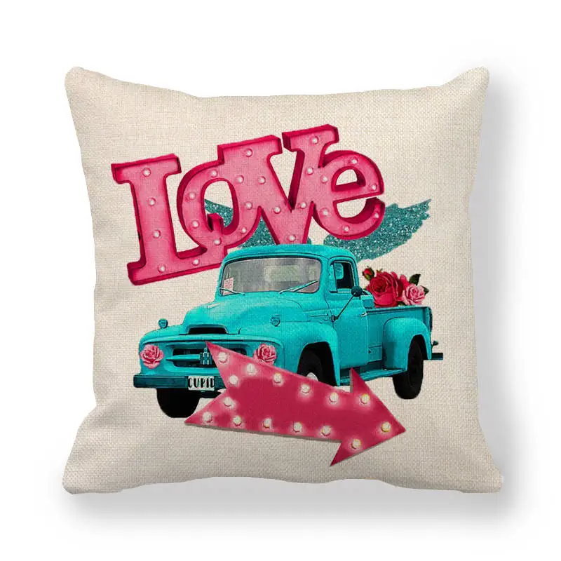 Наволочка для диванной подушки 45 см * в розовом стиле с днем Св. Валентина из льна