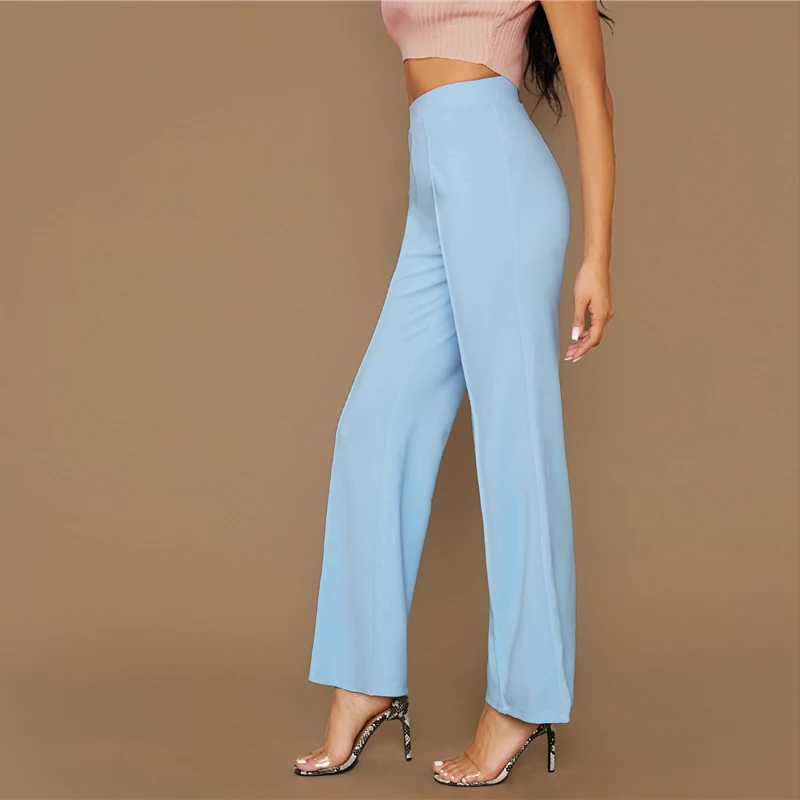 SHEIN Однотонные Широкие Прямые Брюки Офисные Стильные Брюки