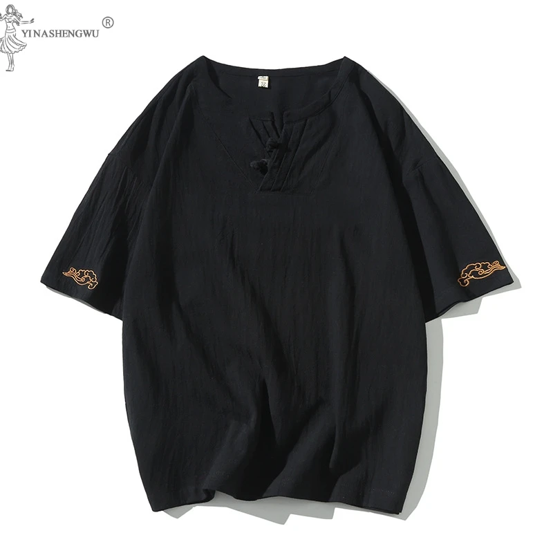 

Japanese Style Suits Kimono Cotton And Linen Short-Sleeved T-shirt Male Japan Harajuku Yukata Cardigan Chinese style Costume