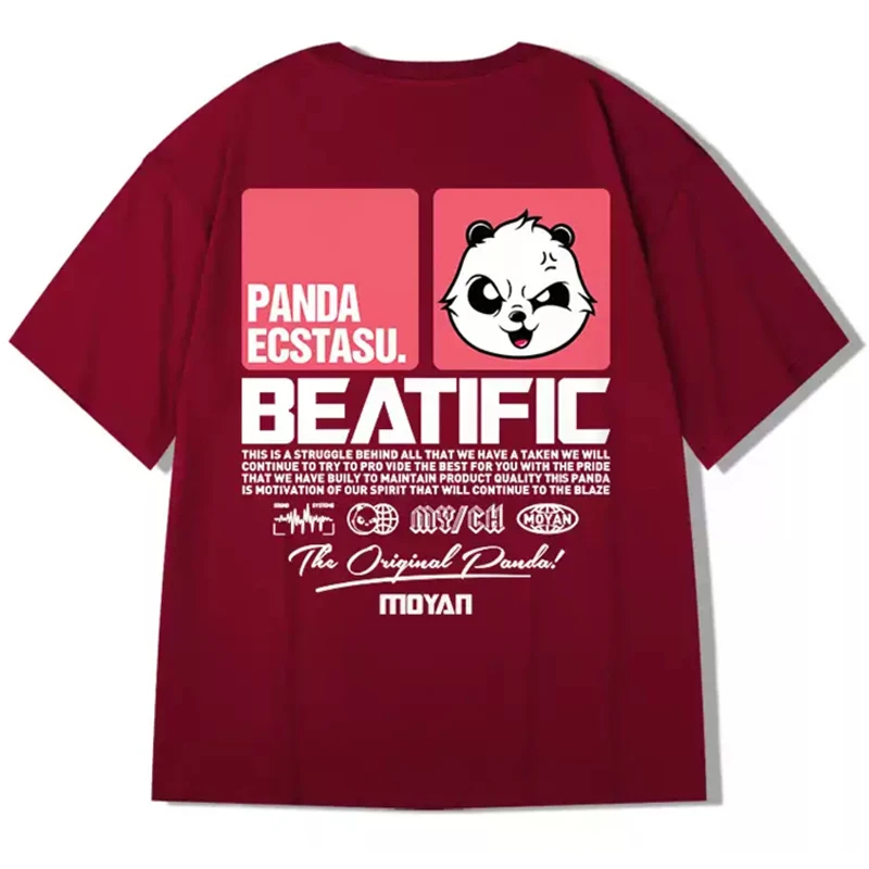 

Harajuku Men's TShirt Chinese Style Panda Print Unisex Short Sleeve Cool Cartoon Casual Loose T Shirt Male Streetwear Tops Tees