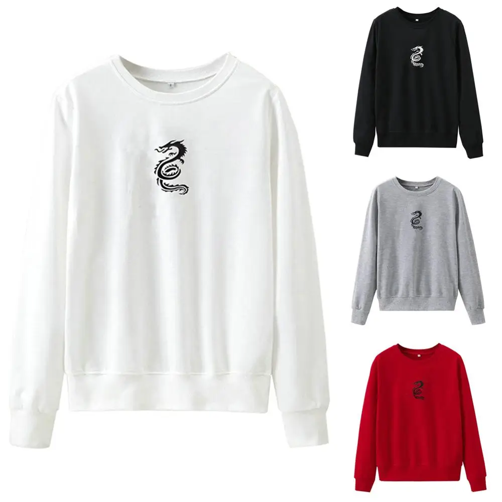 Зимние теплые с принтом в виде дракона для женщин длинными рукавами свитер