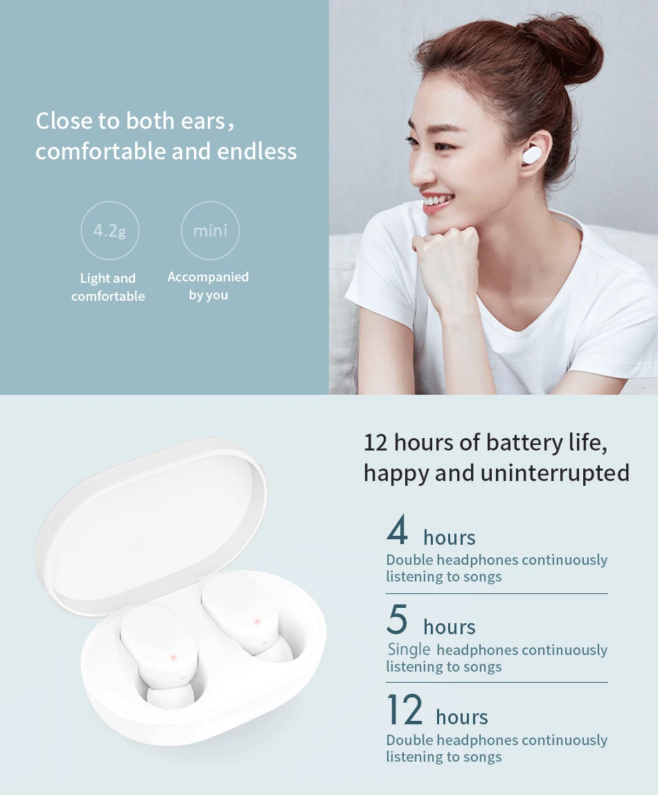 Xiaomi AirDots TWS Bluetooth наушники беспроводные наушники-вкладыши гарнитура с микрофоном и зарядной док-станцией Молодежная версия