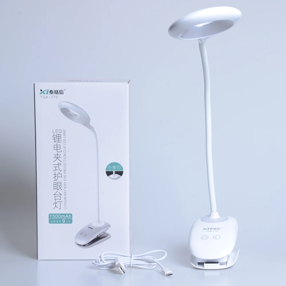

Flexible LED Table Lamp Clip On Portable Desk Lamp USB Rechargeable Eye Protection 3 Lights For Student Gift Office Reading Lamp