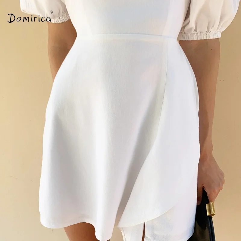 

Summer Dress Sexy O-Neck Cotton Lantern Sleeve Backless High Waist Dress Office Ladies White Dress Elegant Dresses for Women