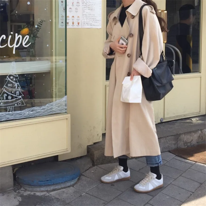 

Double Breasted New Plus size Winter Coat Women Trench Girls Vintage Fashion Oversize Coats Long Autumn Windbreaker Outerwear