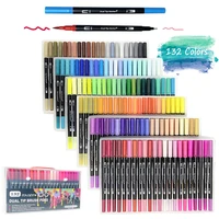 12 132 color fineliner dual tip brush pen felt tip pen drawing painting watercolor art marker pen for school stationery supplies