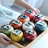 high end ceramic persimmon tea caddy snack candy storage jar biscuit fruit tea can storage box kitchen living room decoration