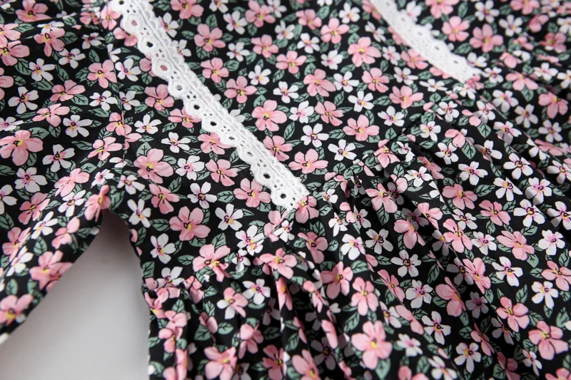 

Korean Spring 2021 New Floral Dress Girls Foreign Princess Dresses for Toddler Girl with Hairpin Kids Long Sleeved Cotton Dress