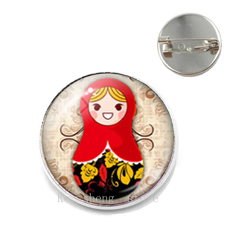 

Russian Doll Brooch Russian Doll metal Brooch glass jewelry men's and women's collar pin accessories gift