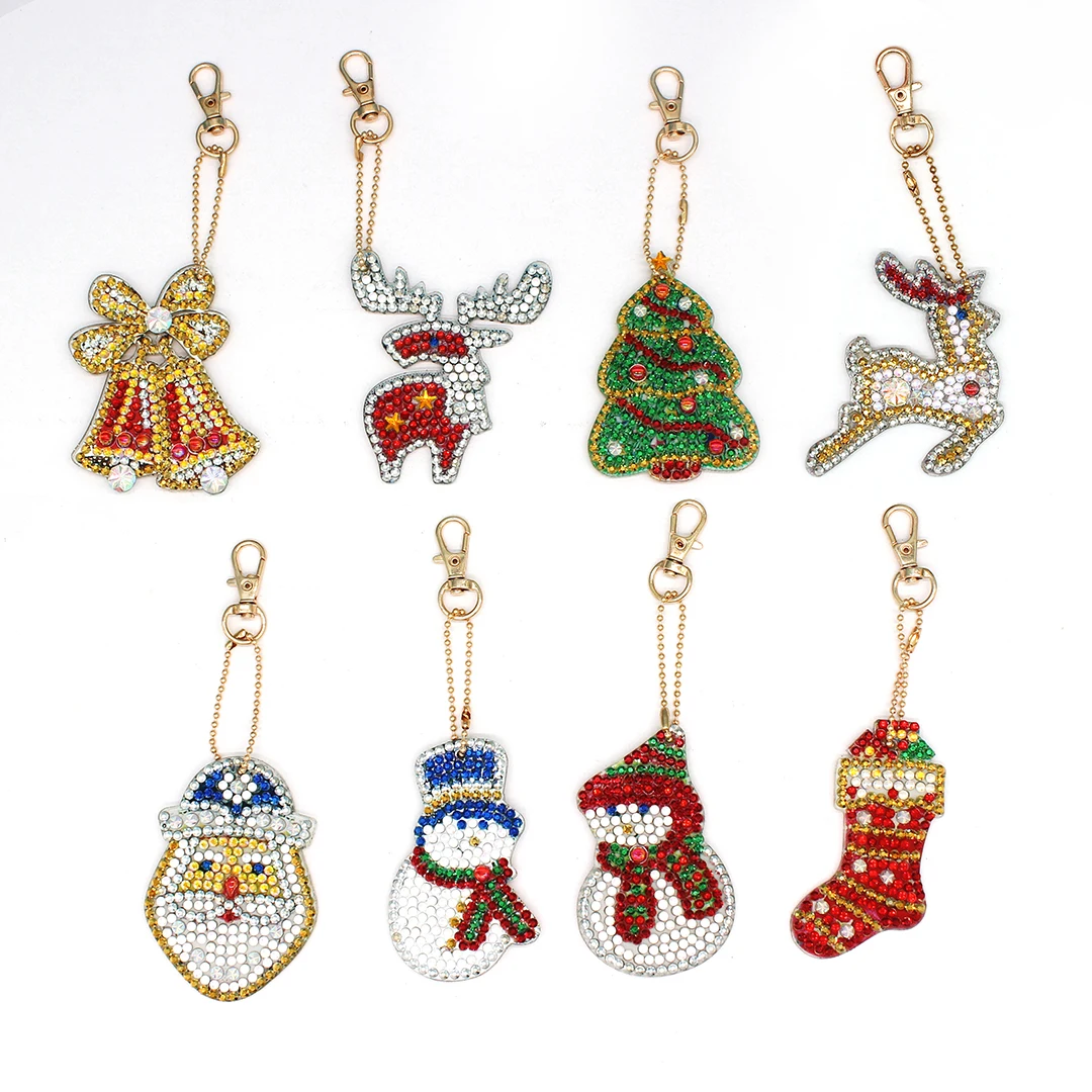 8Pcs Christmas 5 шт. DIY полная дрель алмазная живопись специальная форма бабочка животное алмазная живопись женская сумка брелок ювелирные изделия ручной работы подарки - Цвет: 8Pcs Christmas