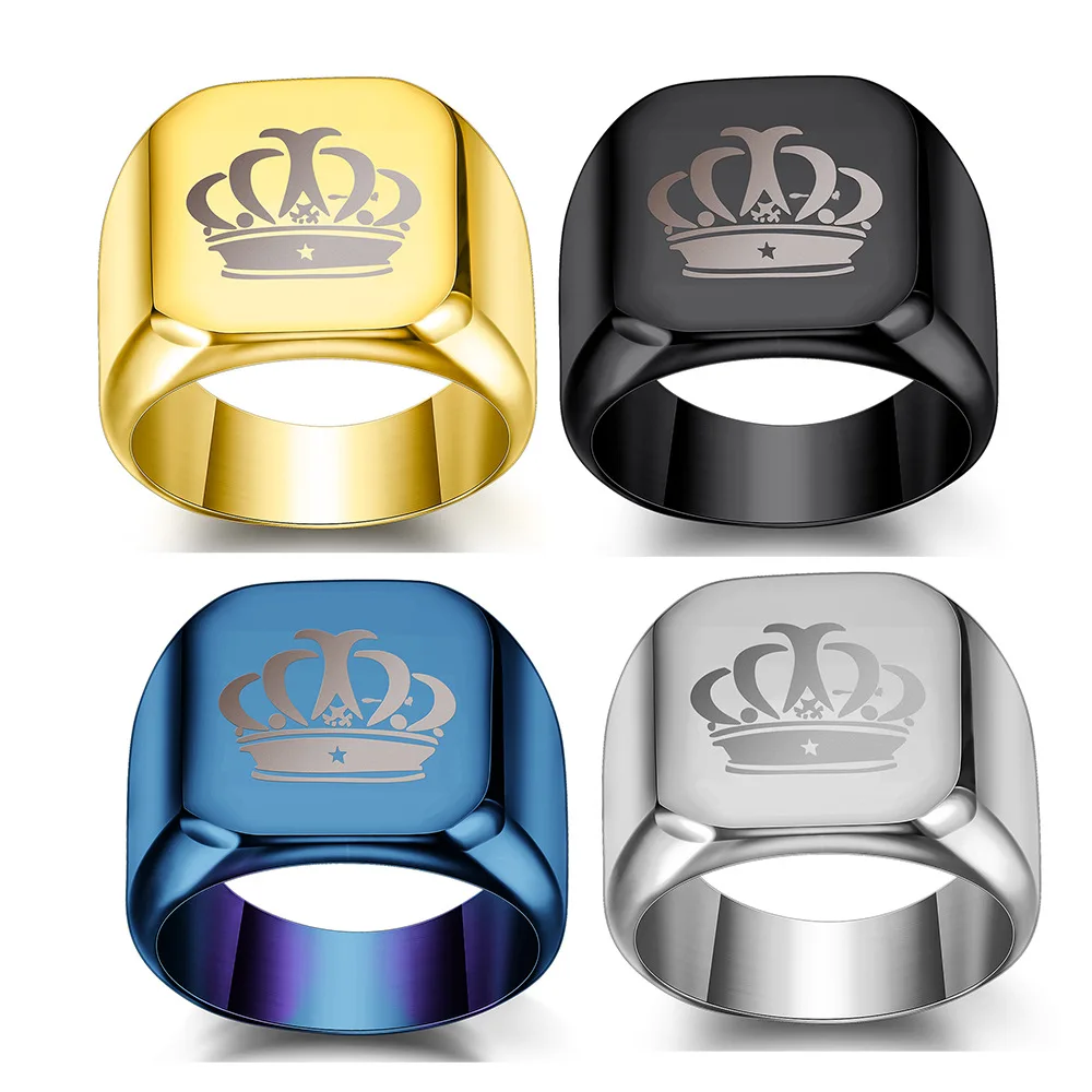 

European and American Crown Titanium Steel Stainless Ring for Women Men Wedding Couple Ring Jewelry