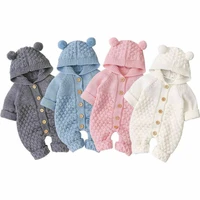 baby girls bear ear knit romper boys hooded newborn sweater kids jumpsuit babys outfit autumn winter