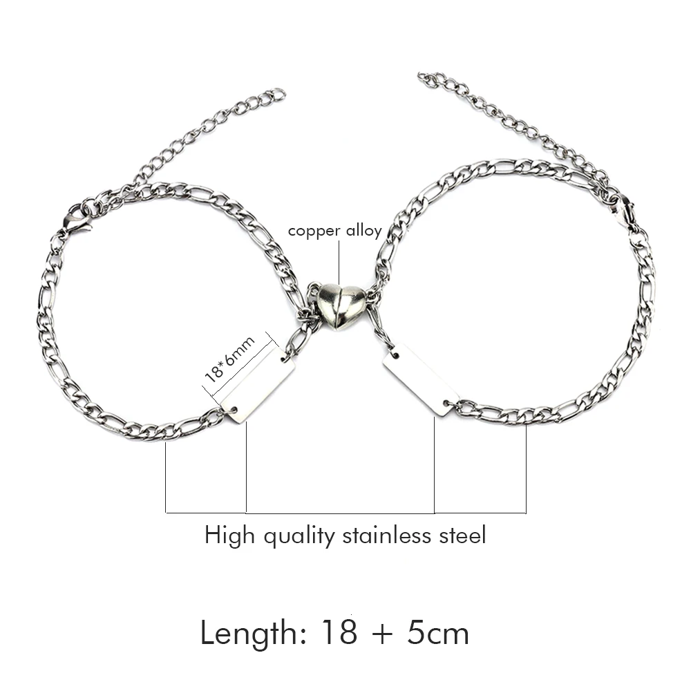 2pcs / set custom carved name bracelet for couples titanium steel chain name plate laser custom Bracelet for men women jewelry images - 6