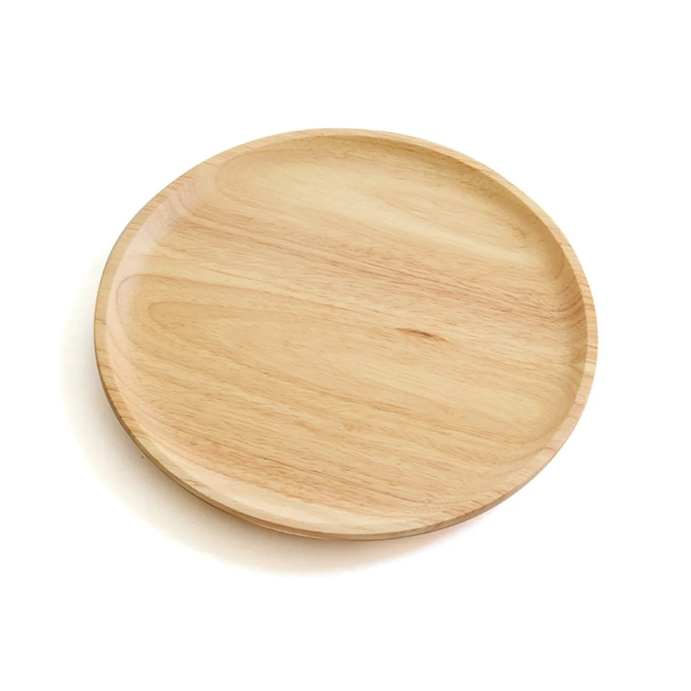 Wooden Dessert Plate Dinnerware Cake Steak Fruit Japanese Style Dinner Dish Tea Tray Rubber Wood Round Tableware | Дом и сад