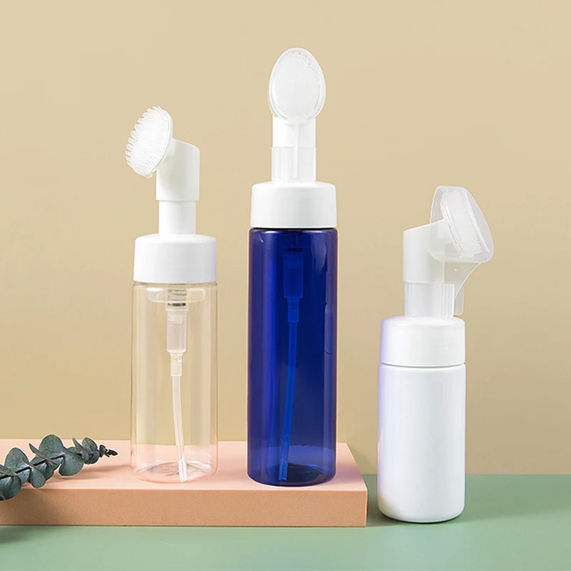 

100/150/200ml Shampoo Suds Pump Foam Bottle With Brush Travel Soap Foaming Mousse Spray Bottle Dispenser Brush