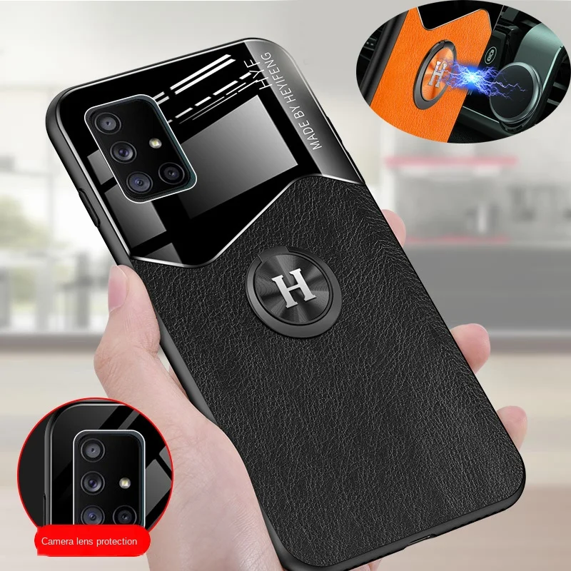 

For Samsung Galaxy A71 5G Case Leather glass Cover Shockproof Phone Case For Samsung A 71 51 magnet car holder Bumper cases shel