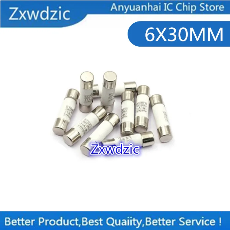 

10pcs 100% High-quality 6X30MM ceramic fuse tube 250V 10A 12A 15A 20A 25A 30A double cap with lead pin
