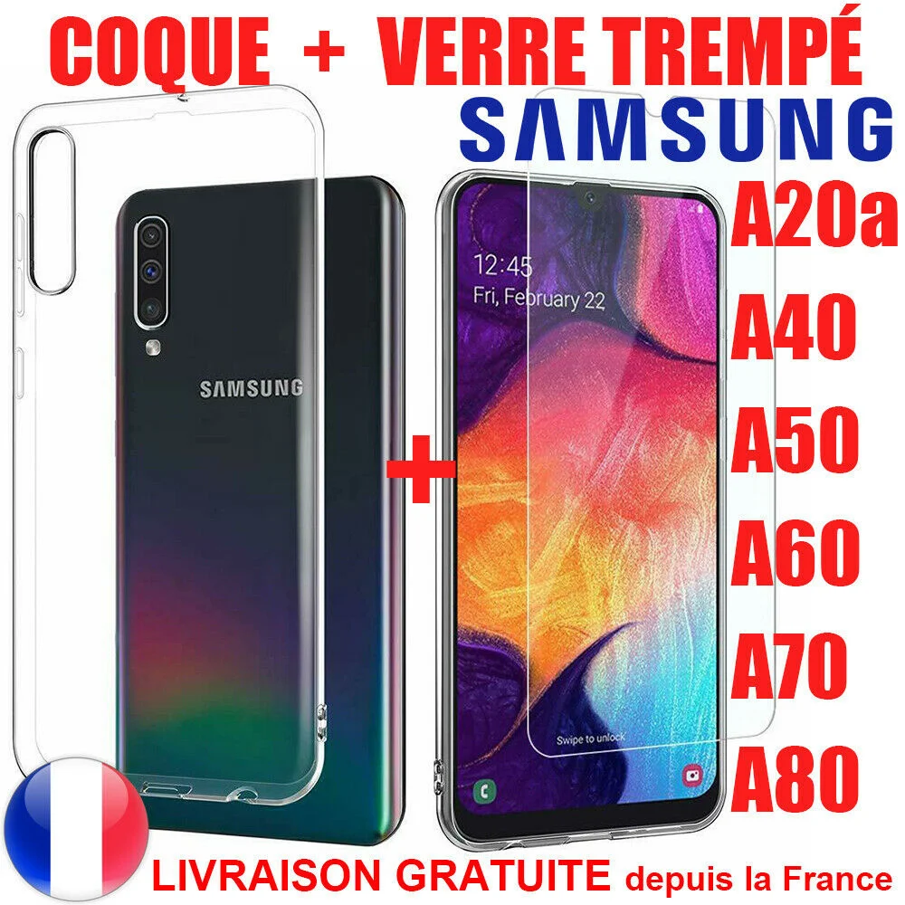 

FOR SAMSUNG A50 A40 A70 A20e A10 J4 J6 A51 A71 COQUE FILM VERRE TREMPE PROTECTION