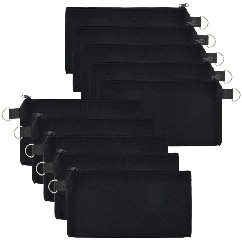 

10 PCS Multi-Purpose Cotton Canvas Zipper Invoice Bill Bag Pen Pencil Cosmetic Makeup Bag Pouch Blank DIY Craft Bag