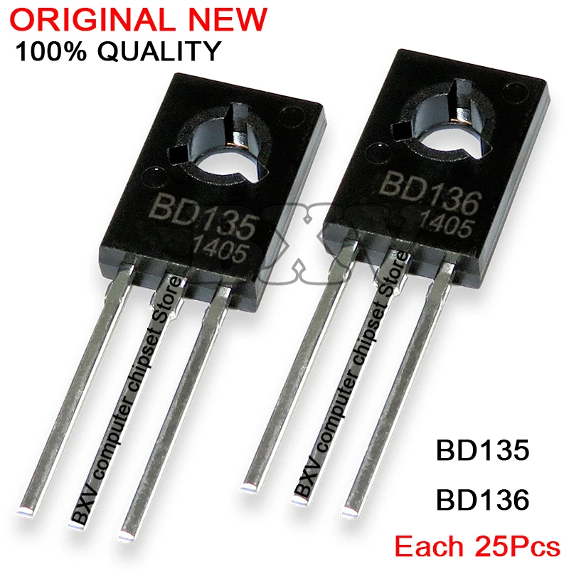 50 шт. BD135 + BD136 каждый 25 шт. транзистор TO-126 IBUW PNP NPN Epitaxial триодный транзистор