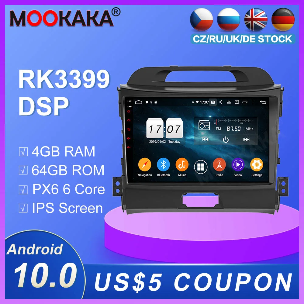 Автомобильный плеер на Android 10 0 4G GPS навигация для Kia Sportage 3 2013 2010 2016 головное